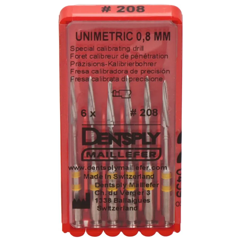 Dentsply Sirona UNIMETRIC Kalibrierbohrer - Packung 6 Bohrer, gelb, Gr. 208