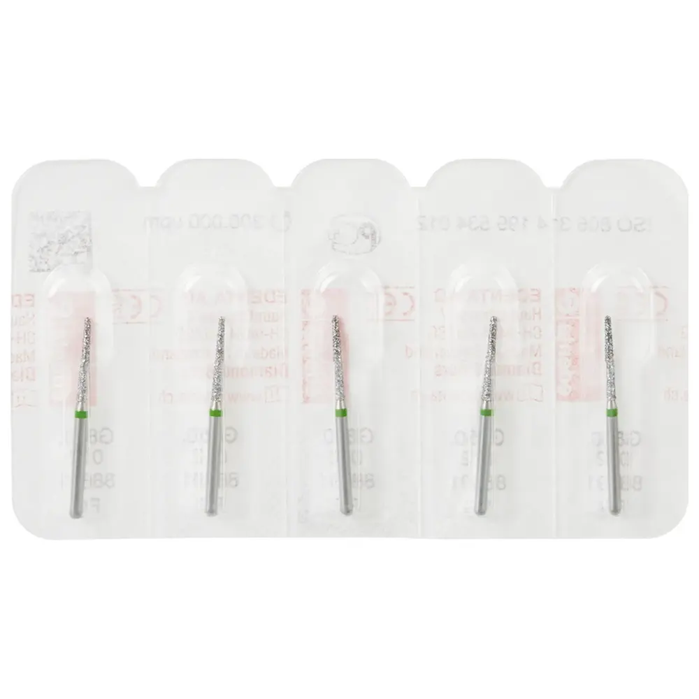 Edenta Diamanten 850 - Packung 5 Stück grün grob, FG, Figur 199 Konus rund, 10 mm, ISO 012