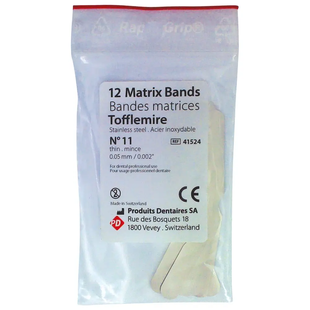 Produits Dentaires Matrizen nach Tofflemire - Packung 12 Stück Typ 11, Stärke 0,05 mm, für Erwachsene