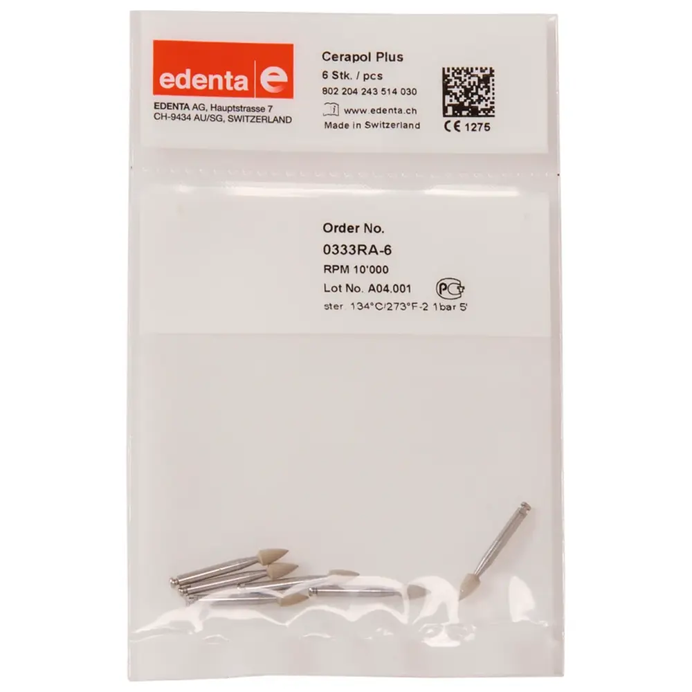 Edenta CeraPol Plus - Packung 6 Stück grau, RA, Figur 243, 6 mm, ISO 030
