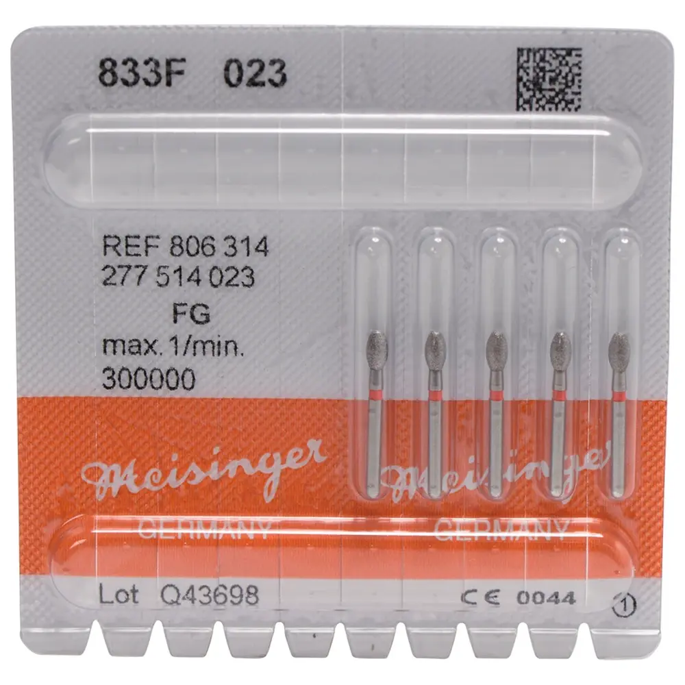 Hager & Meisinger Diamanten 833 - Packung 5 Stück rot fein, FG, Figur 277 Ei, 4,2 mm, ISO 023