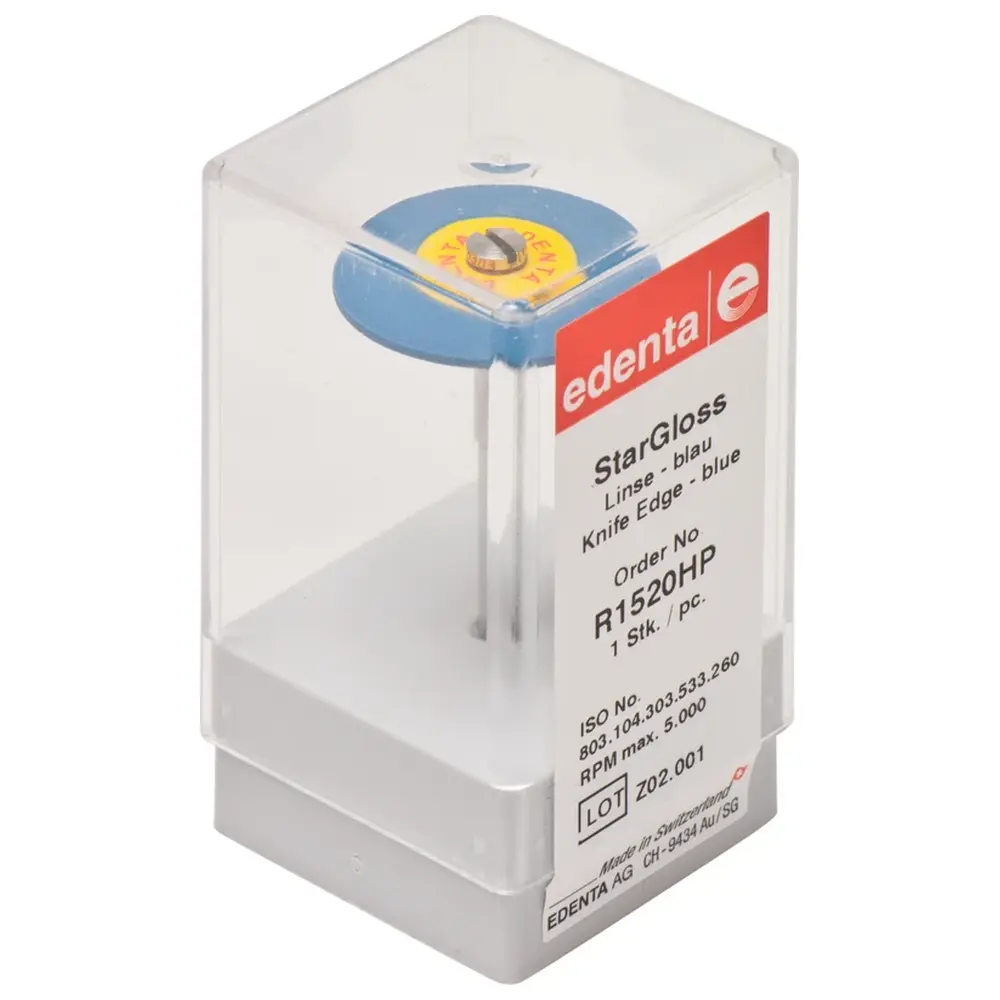 Edenta StarGloss - Stück blau grob, HP, Figur 303 Linse, 2 mm, ISO 260