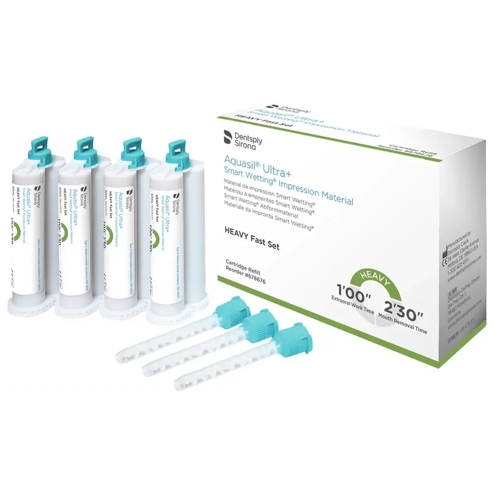 Dentsply Sirona Aquasil® Ultra+ - Nachfüllpackung 4 x 50 ml Doppelkartusche Heavy Fast Set, Zubehör