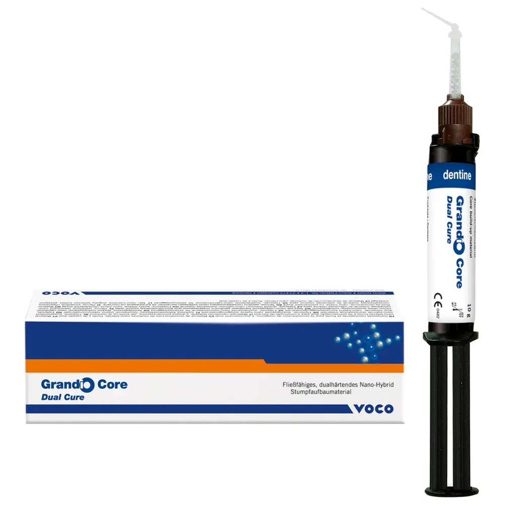 VOCO Grandio Core Dual Cure - Packung 10 g QuickMix Spritze dentin, Mischkanülen Typ 11, Aufsätze Typ 4
