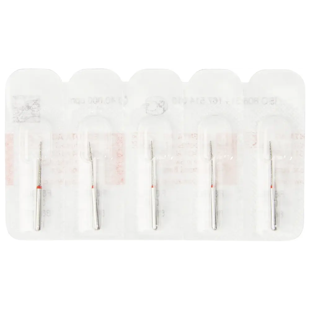 Edenta Diamanten 859L - Packung 5 Stück rot fein, FG, Figur 167 Konus lange Spitze, 11,5 mm, ISO 010