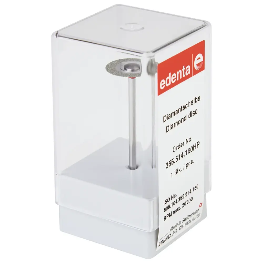 Edenta Diamantscheibe 355 - Stück rot fein, HP, Figur 355, 0,15 mm, ISO 160