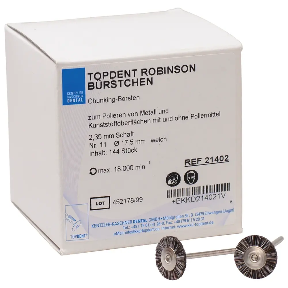 Kentzler-Kaschner Polierbürsten Robinson - Packung 144 Stück HP, Nr. 11 weich, 17 mm