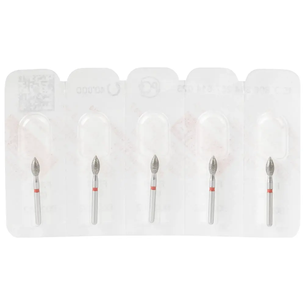 Edenta Diamanten 368 - Packung 5 Stück rot fein, FG, Figur 257 Knospe, 5 mm, ISO 023