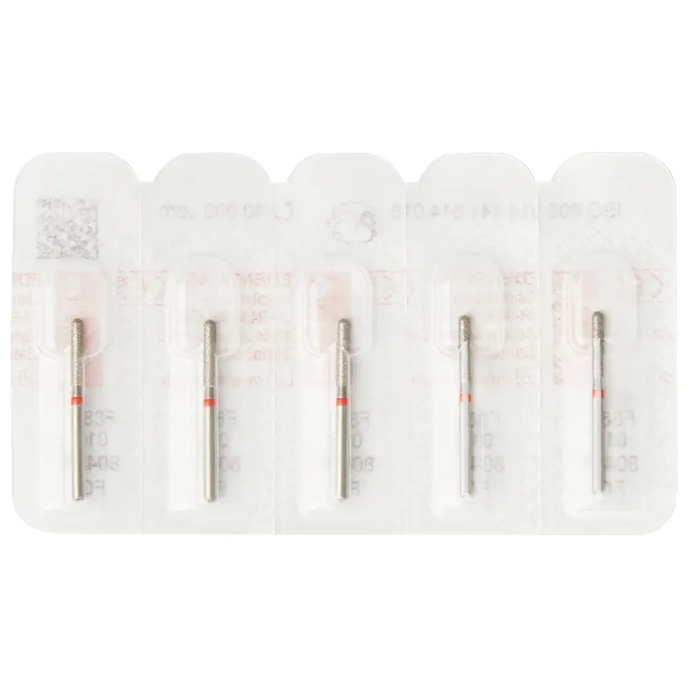 Edenta Diamanten 881 - Packung 5 Stück rot fein, FG, Figur 141 Zylinder rund, 6 mm, ISO 016