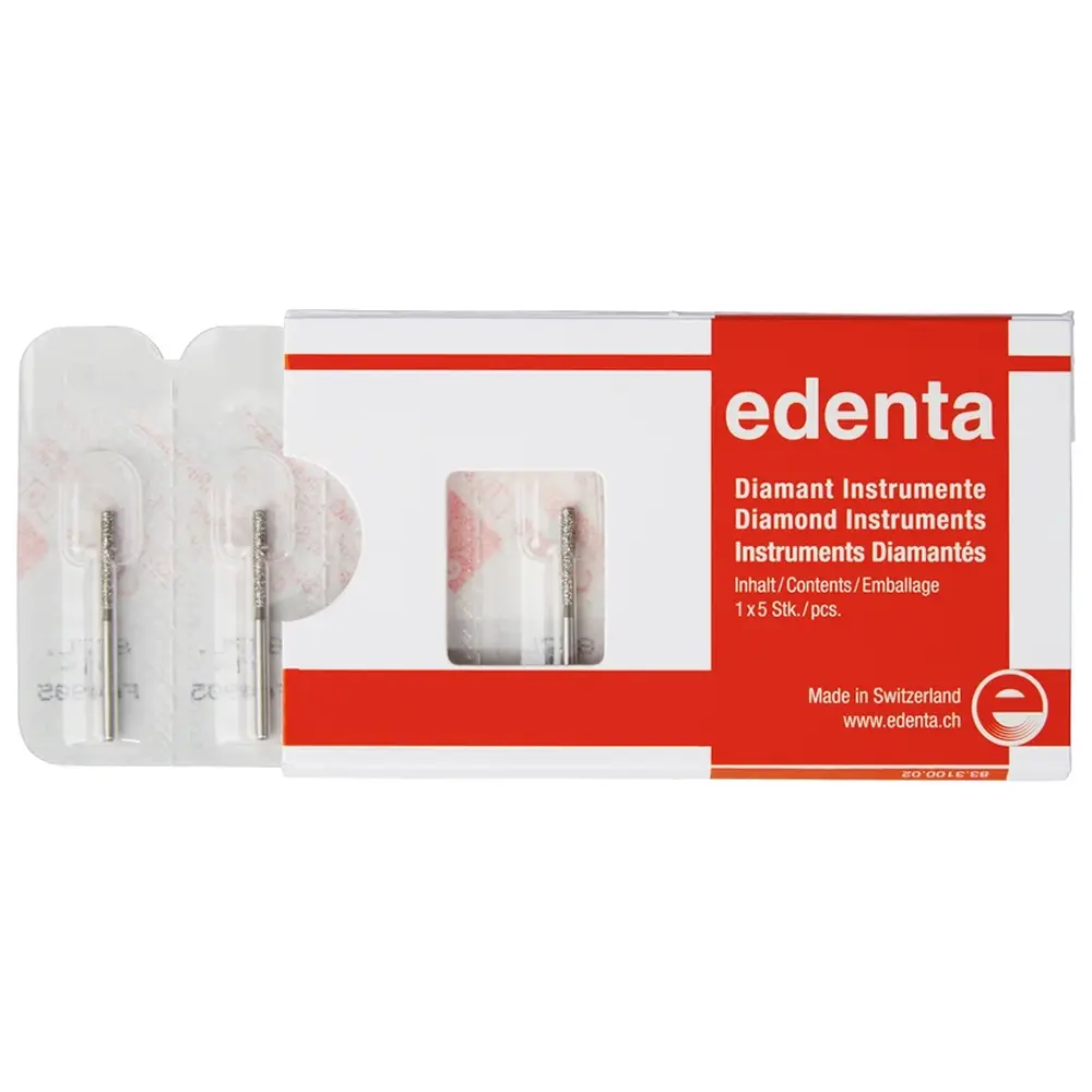 Edenta Diamanten 837L - Packung 5 Stück Standard, FG, Figur 112 Zylinder lang, 10 mm, ISO 014