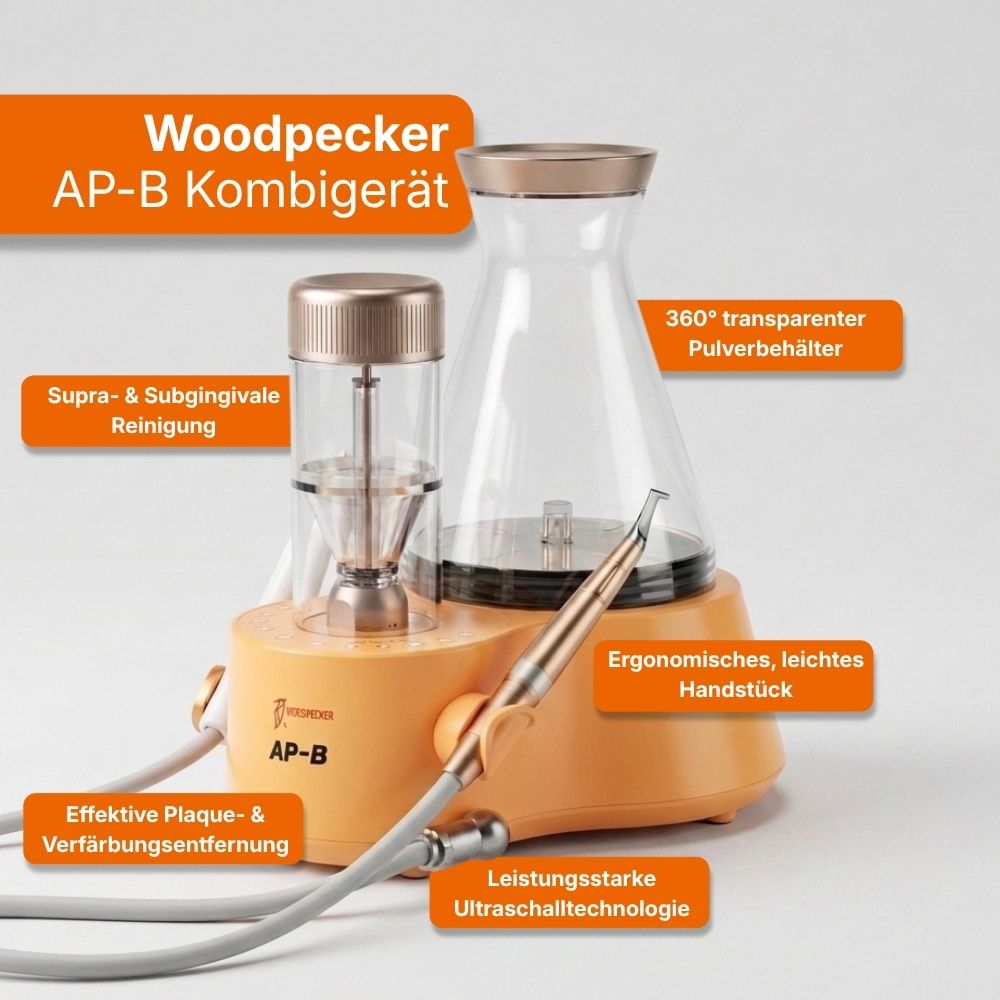 Pulverstrahlgerät / Prophylaxegerät Woodpecker AP-B Kombigerät – Ultraschall Scaler & Air Polisher