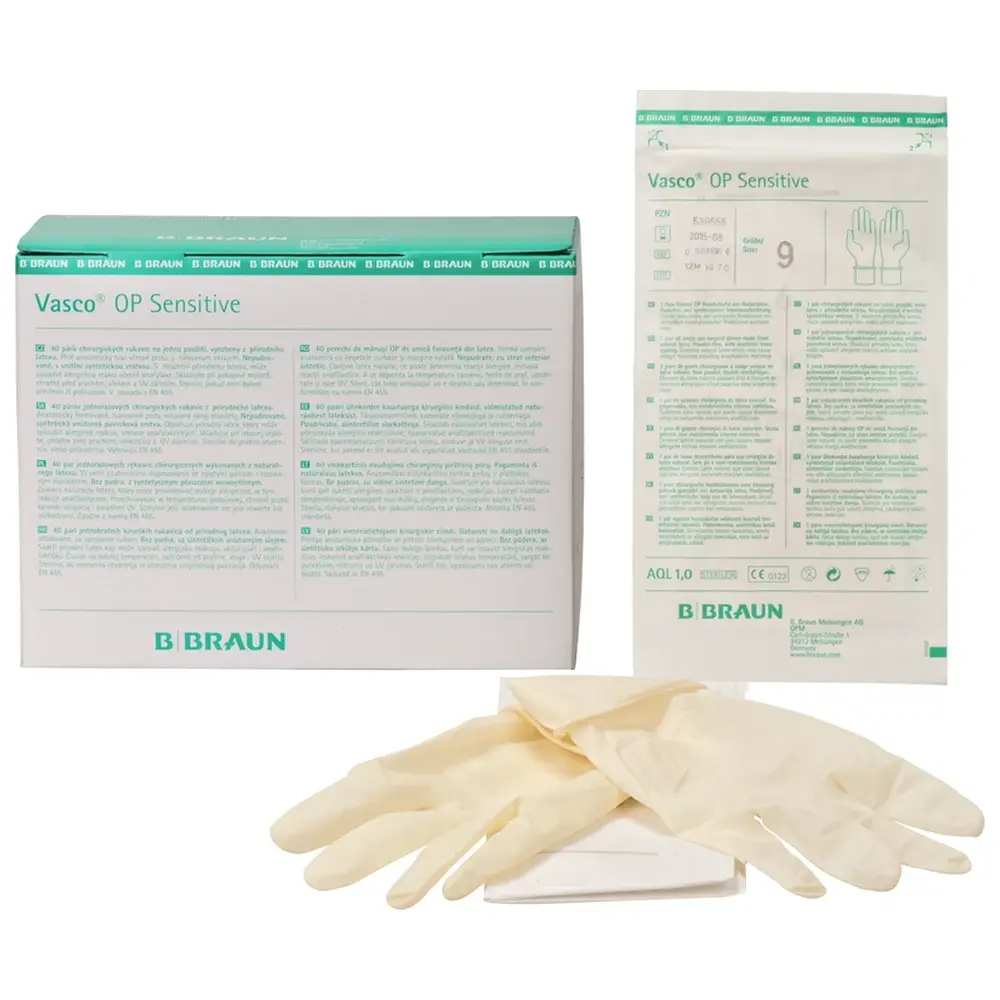 B. Braun Vasco® OP Sensitive - Karton 40 Paar puderfrei, naturweiß, Größe 9