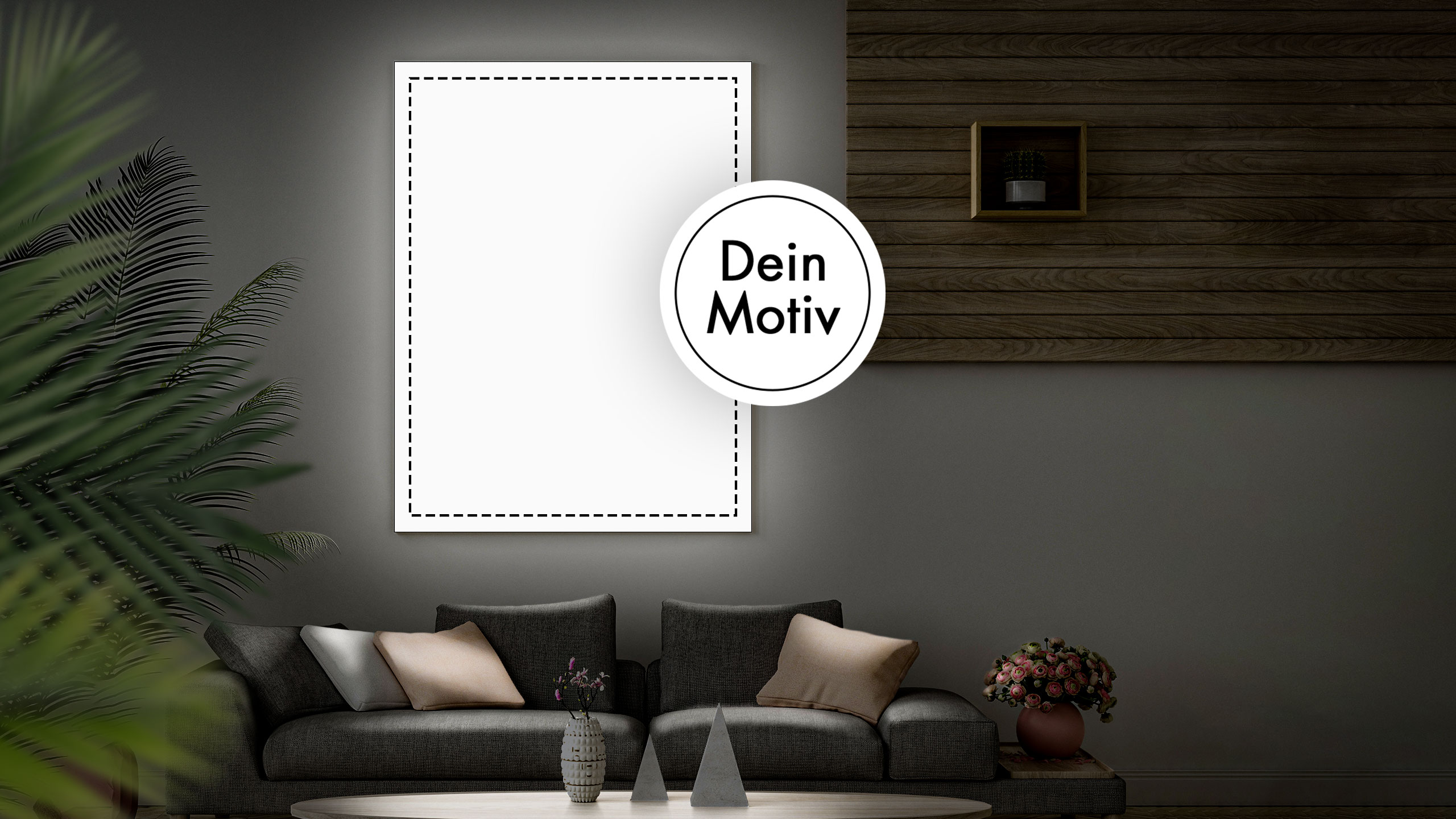 LED-Leuchtkasten – 100 mm Rahmentiefe, Silber eloxiert, seitliche LED-Module, 6500 K, Textildruck, integriertes Vorschaltgerät,