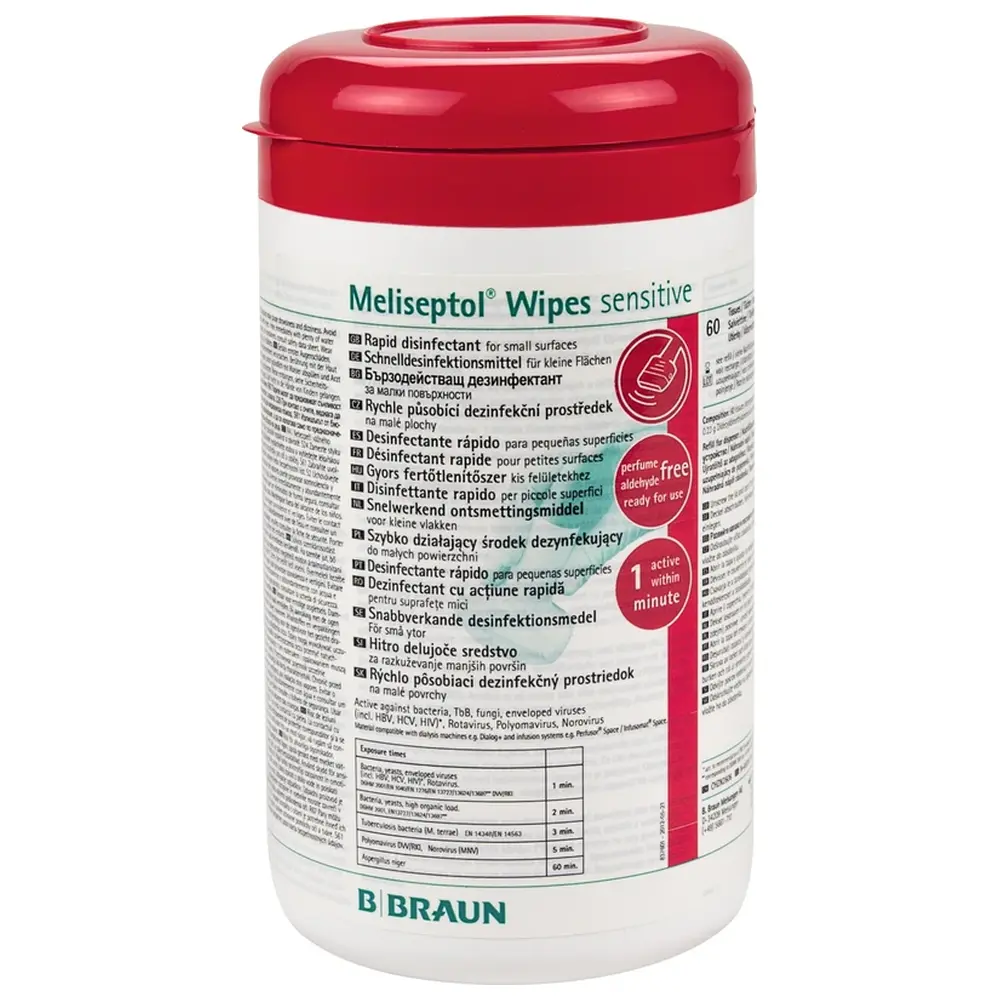B. Braun Meliseptol® Wipes sensitive - Dose 60 Stück 15,2 x 20 cm