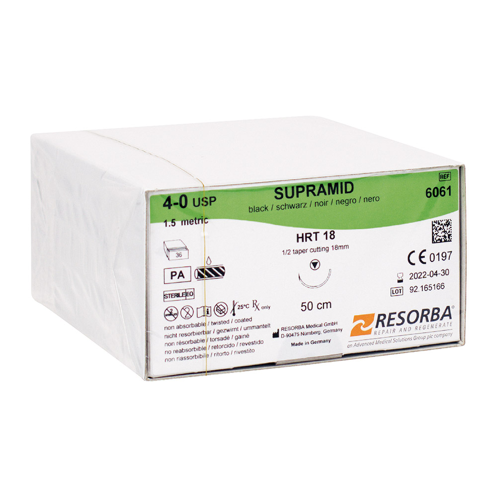 Supramid schwarz 4/0 HRT18 3Dtz