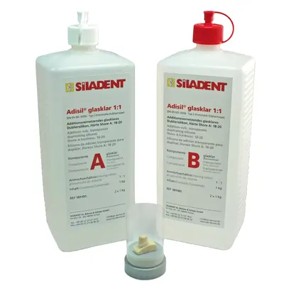 110104.0_Dentalartikel_DentaTec SILADENT Adisil® glasklar - Packung 1 kg Flasche A, 1 kg Flasche B