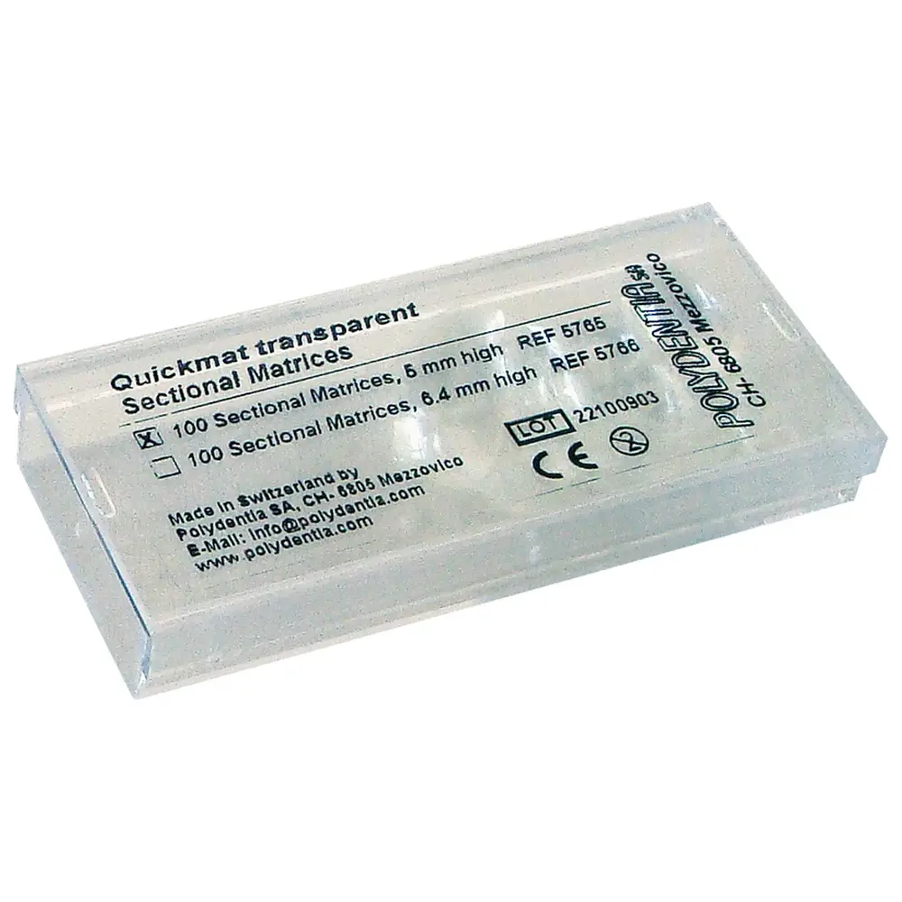 Polydentia SA Quickmat DELUXE - Nachfüllpackung 100 Teilmatrizen transparent, bombiert, Prämolar