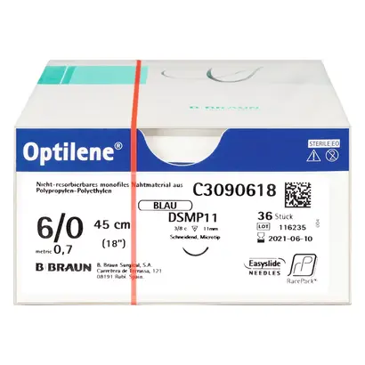 B. Braun Surgical S.A. OPTILENE 45cm 6/0 DSMP13 Pa 36