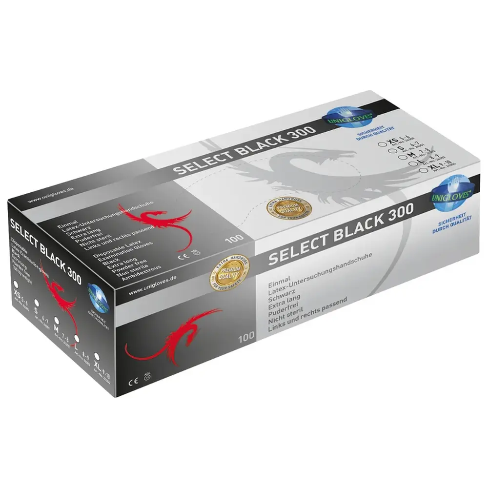 Unigloves SELECT® BLACK 300 - Packung 100 Stück puderfrei, schwarz, M
