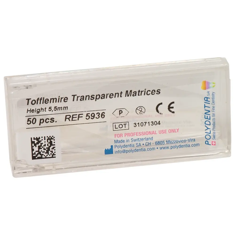 Polydentia SA Matrizen nach Tofflemire transparent - Packung 50 Stück Prämolar