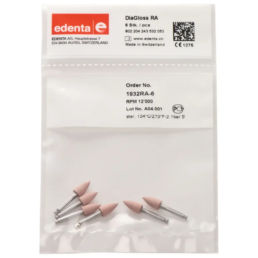 Edenta DiaGloss - Packung 6 Stück rosa, RA, Figur 243, 10 mm, ISO 050