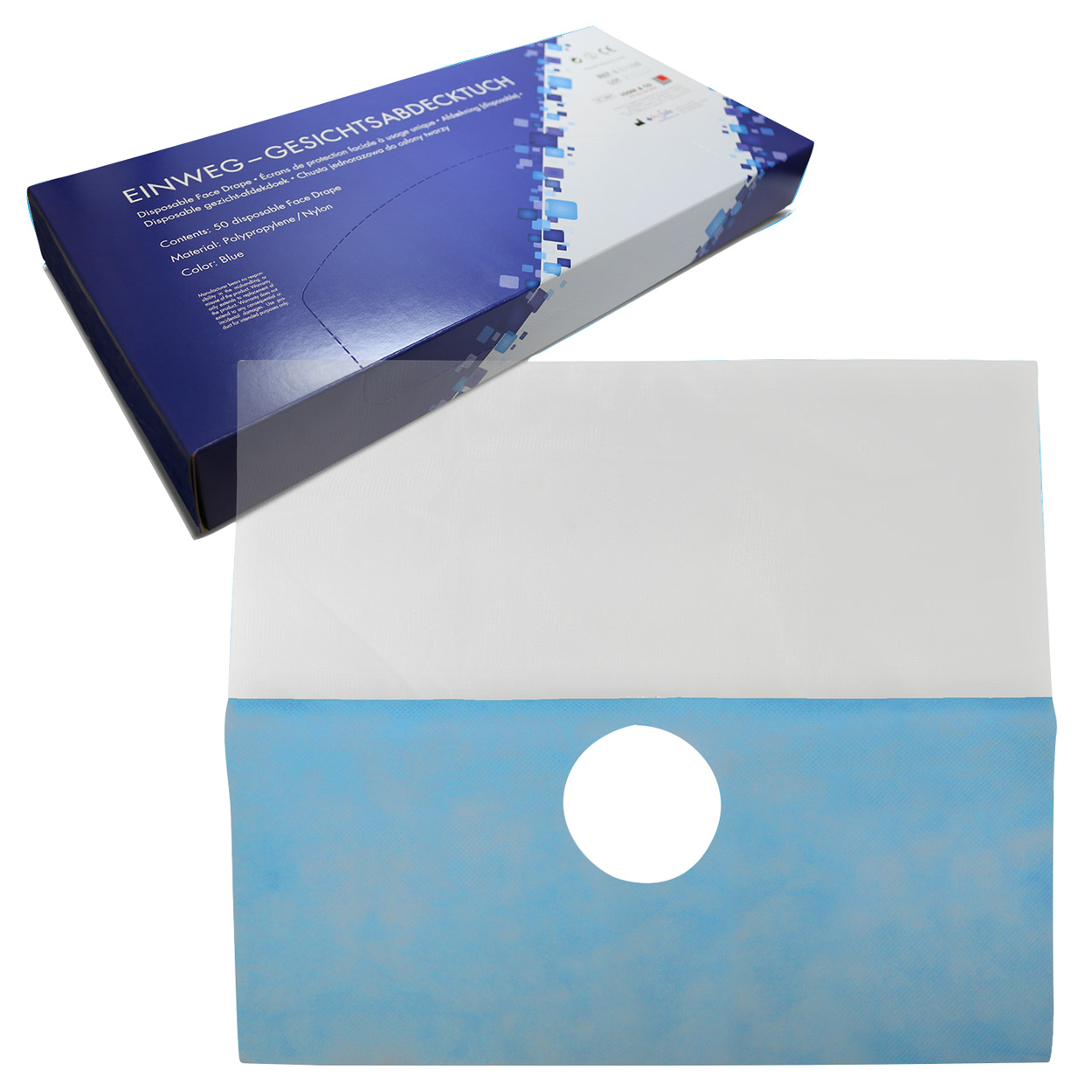 Einweg-Gesichtsabdecktuch blau 50St