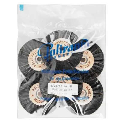 Polirapid Dr. Montemerlo GmbH & Co. KG Rundbürste MEDIUM 3/28/55mm spitz Roßhaar 3-reihig m.HK Pa 6