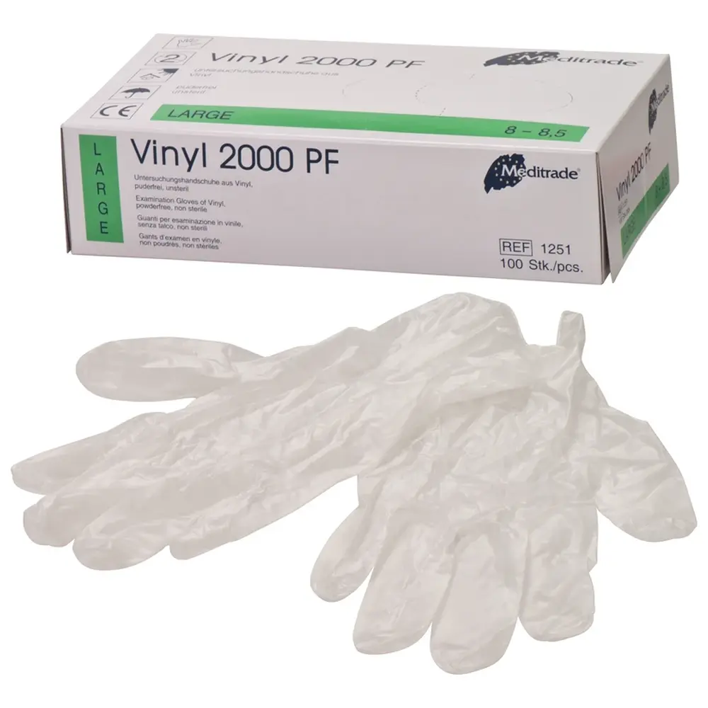 Meditrade Vinyl 2000 PF - Packung 100 Stück puderfrei, weiß, L