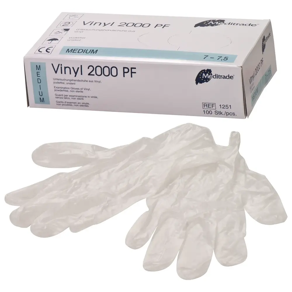 Meditrade Vinyl 2000 PF - Packung 100 Stück puderfrei, weiß, M