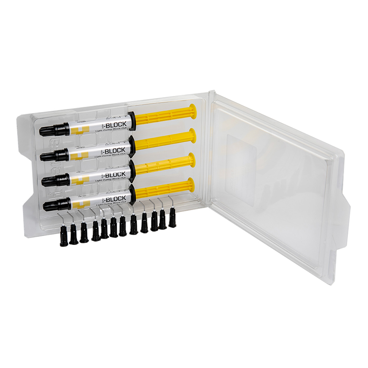 i-BLOCK Curing Block-Out Modellharz – i-dentalLight, Blau, 4x3,8g Spritzen, 12 Tips i-BLOCK Curing Block-Out Modellharz – i-dentalLight, Blau, 4x3,8g Spritzen, 12 Tips