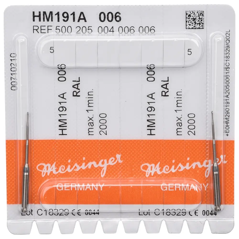 Hager & Meisinger Endo Access Bur 191A - Packung 2 Stück schwarz, RAL, Figur 004, Kopf: 16 mm, Total: 31 mm, ISO 006