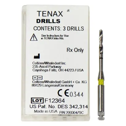 COLTENE TENAX® Bohrer - Packung 3 Stück Ø 1,3 mm gelb
