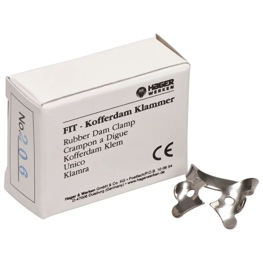Hager & Werken Fit-Kofferdam® Prämolarenklammern mit Flügeln - Stück Nr. 206