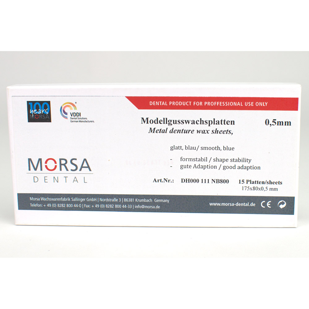 MORSA Wachswarenfabrik Sallinger Gusswachs Platte glatt 0,50 blau 15St