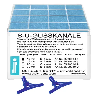SCHULER-DENTAL S-U-Gusskanäle - Packung 100 Stück gebogen, 15 mm, Ø 4 mm