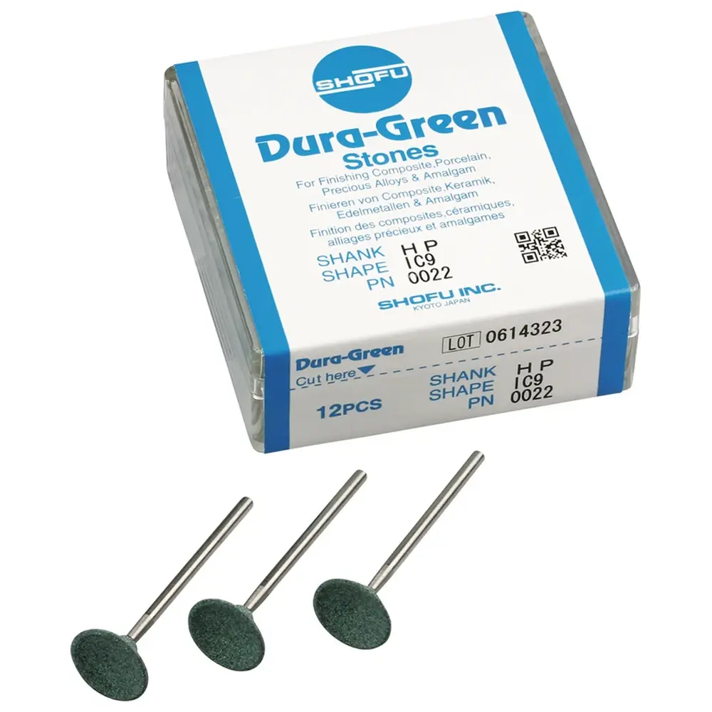 SHOFU Dura-Green-Steine - Packung 12 Stück IC9, HP, ISO 135