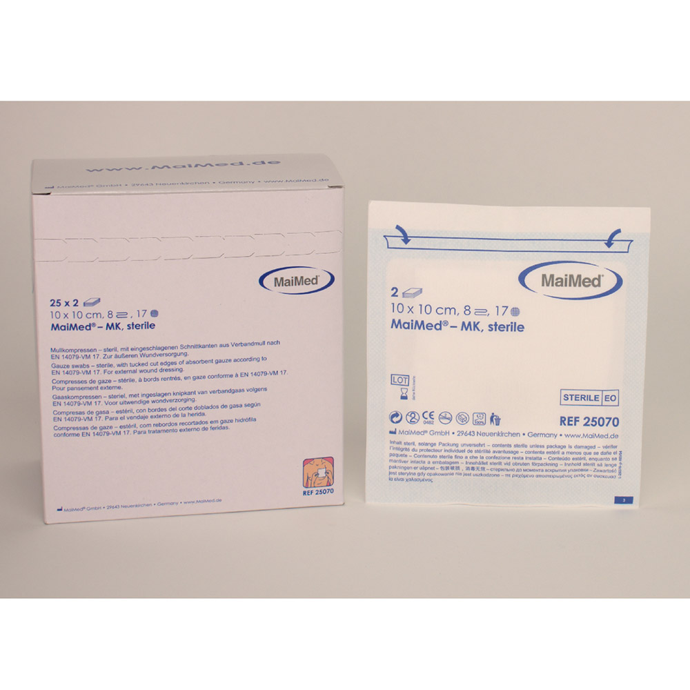 GX98908_Mullkompressen_10x10_8fach_ster_25x2St Mullkompressen 10x10 8fach ster. 25x2St