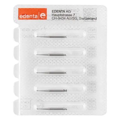 Edenta HM-Bohrer C2 - Packung 5 Stück RA, Figur 010, 1 mm, ISO 010