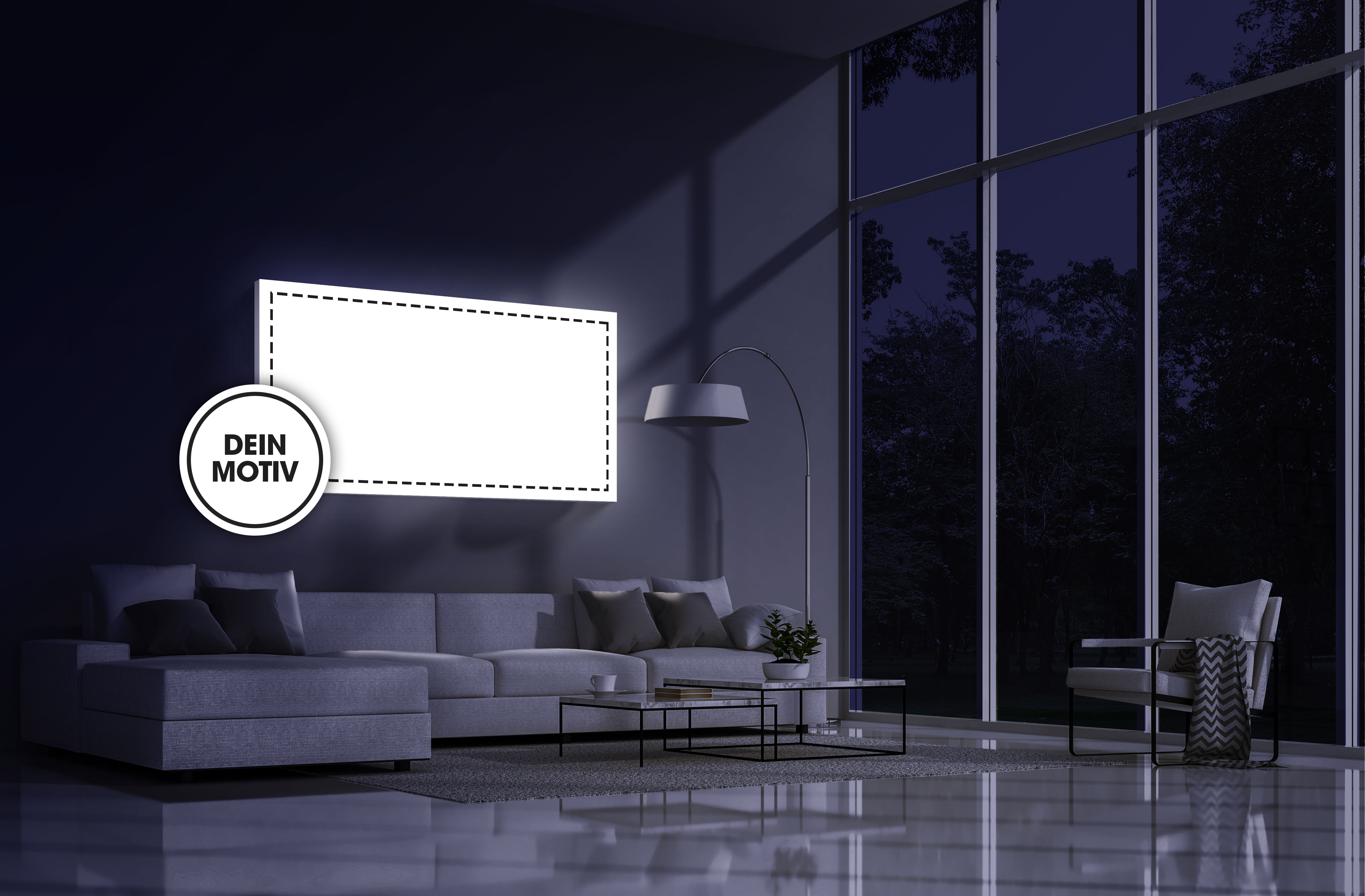LED Leuchtkasten – 55 mm Rahmentiefe, Kaltweiß 6500 K, silber eloxiert | Fotorealistischer Textildruck, integriertes Vorschalt