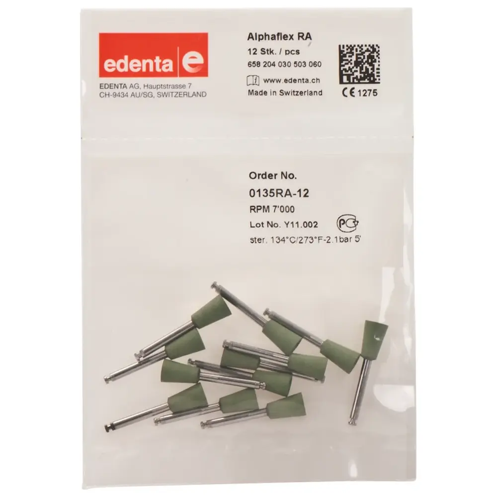 Edenta Alphaflex - Packung 12 Stück grün, RA, Figur 030, 10 mm, ISO 060