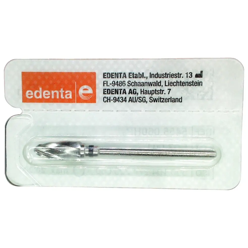 Edenta HM-Fräser Schliff 55 - Stück Kreuzverzahnung schwarz supergrob, HP, Figur 274, 14 mm, ISO 060