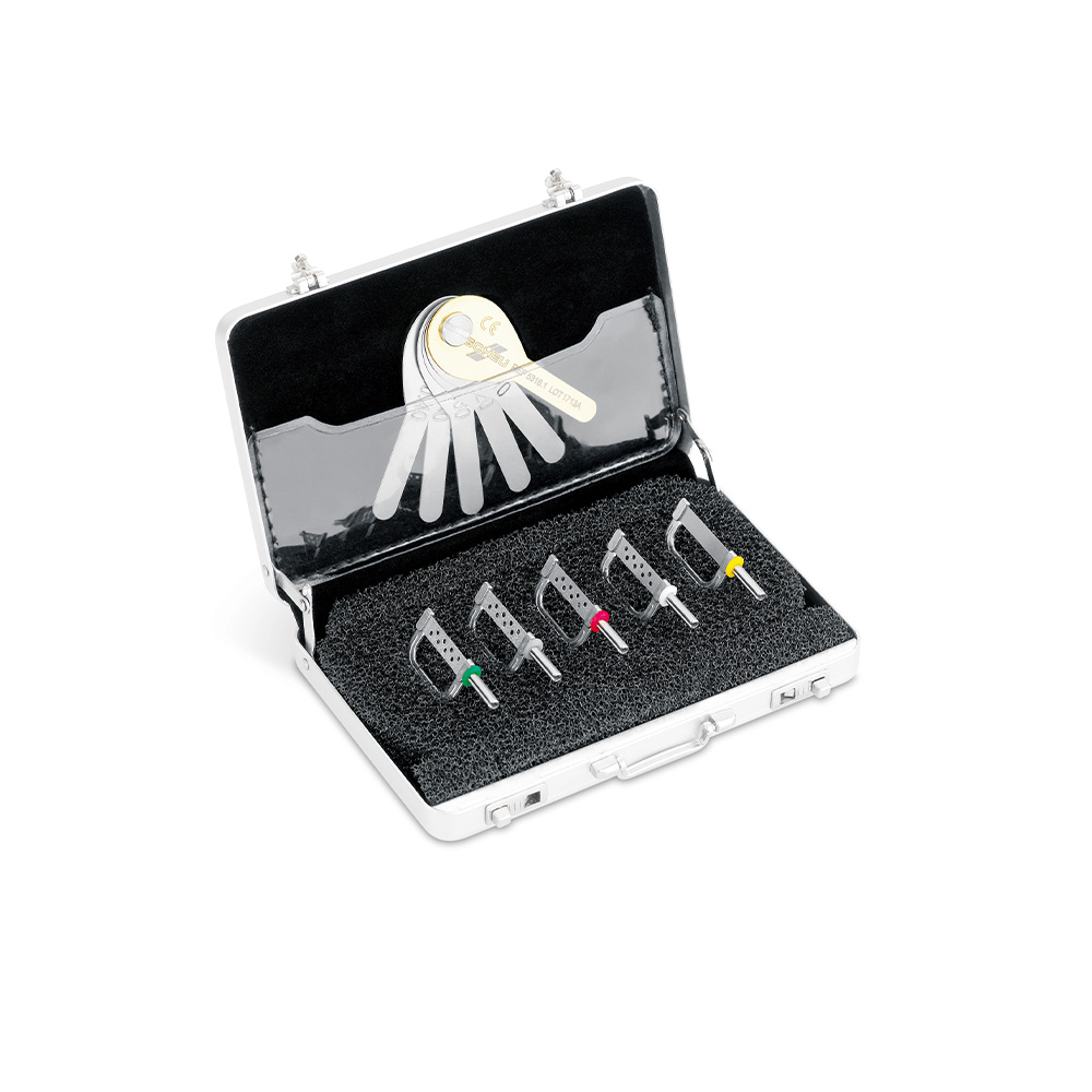 SCHEU-DENTAL ECHARRI PST Set - Koffer-Set Alu-Koffer inklusive 5 Strips (sortiert) doppelseitig diamantiert, 1 Messlehre