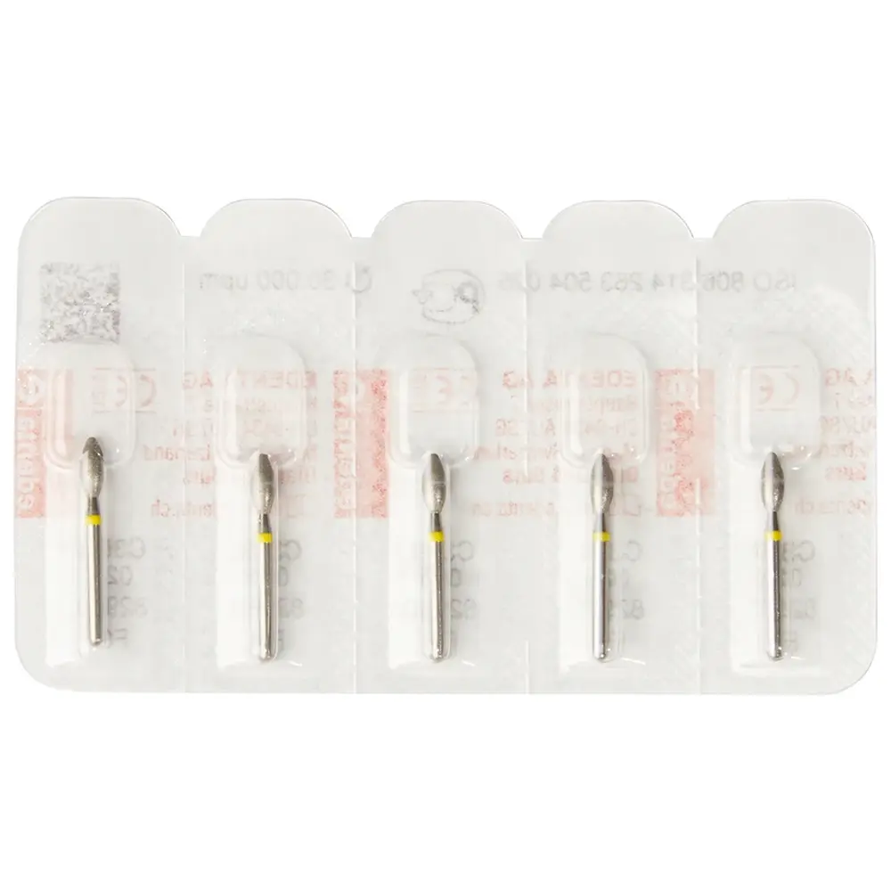 Edenta Diamanten 369 - Packung 5 Stück gelb superfein, FG, Figur 263 Knospe, 5,5 mm, ISO 025