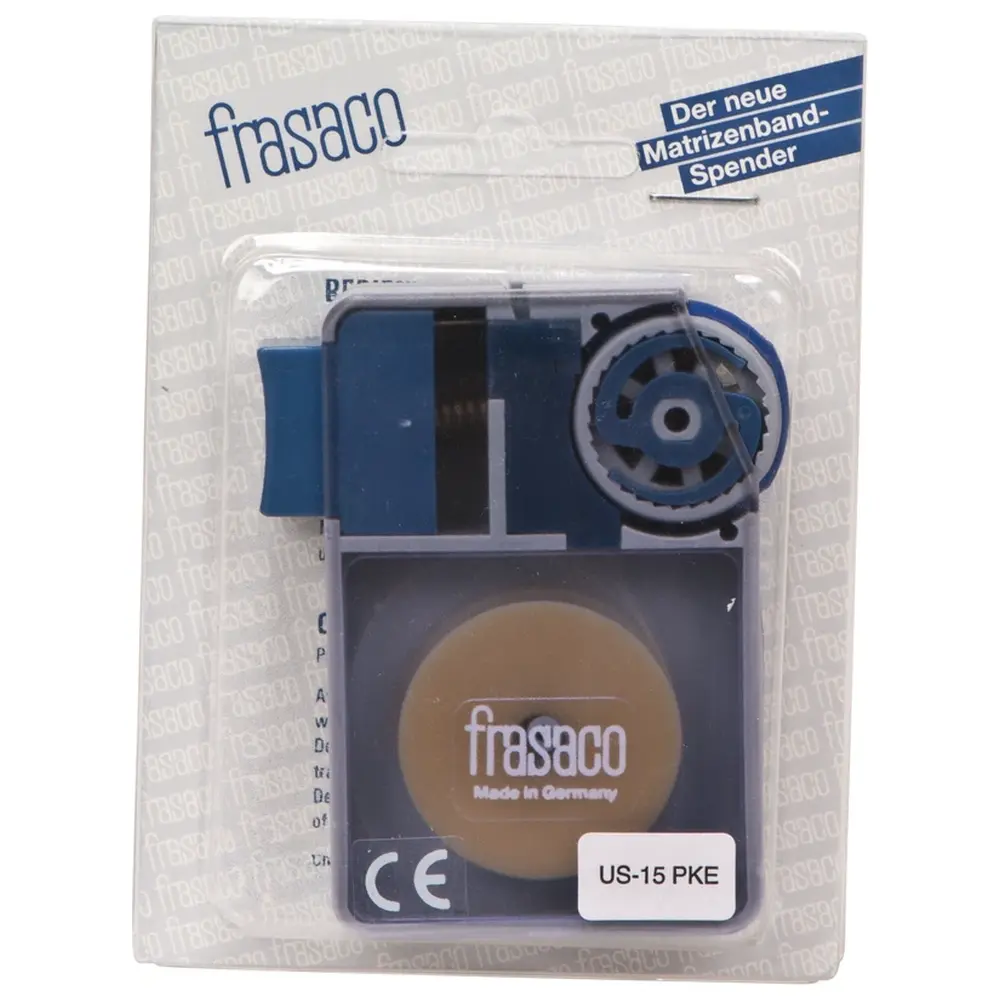 frasaco Matrizenbänder - Spender 15 m Band klar, Breite 8,5 mm, Stärke 0,05 mm frasaco Matrizenbänder - Spender 15 m Band klar, Breite 8,5 mm, Stärke 0,05 mm