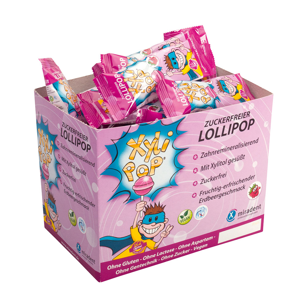 miradent XyliPOP Lolli Erdbeere 25x6g
