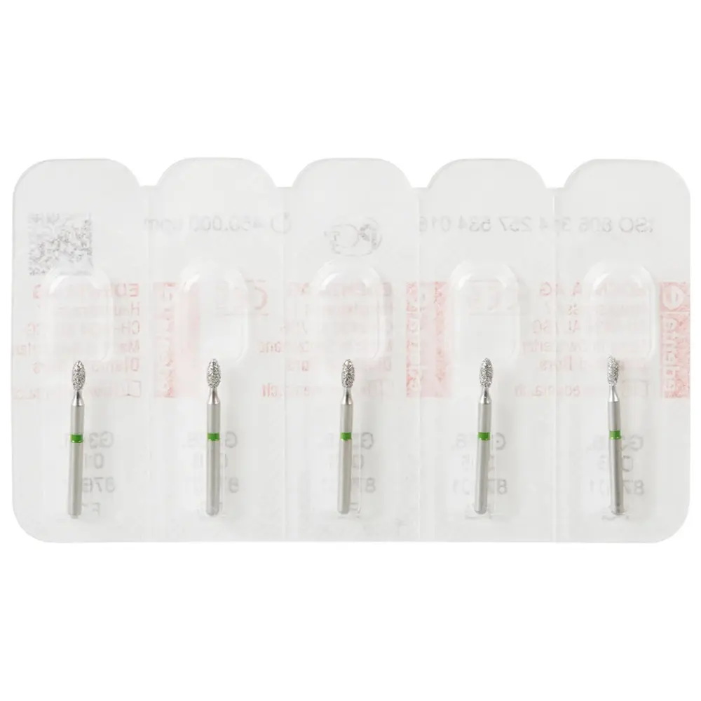 Edenta Diamanten 368 - Packung 5 Stück grün grob, FG, Figur 257 Knospe, 3,5 mm, ISO 016