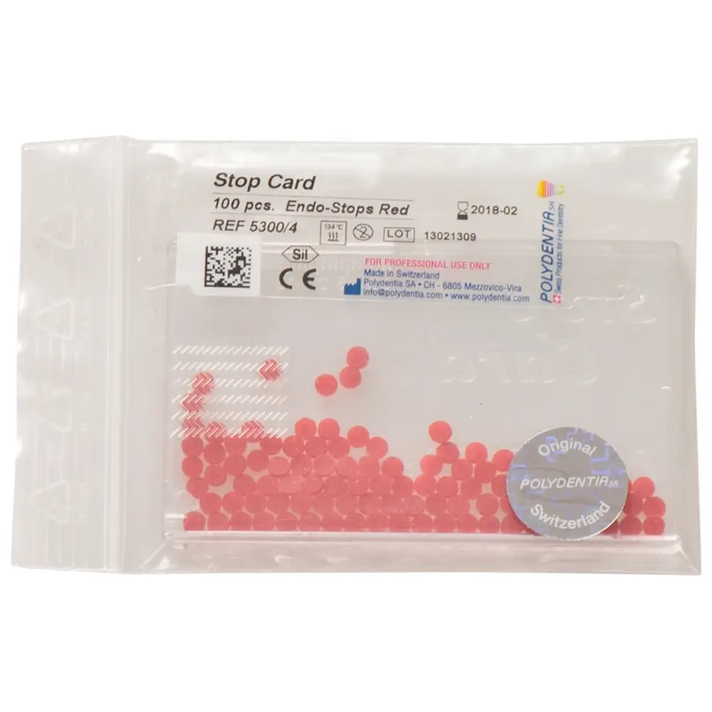 Polydentia SA Endo Stops - Packung 100 Endo-Stopper rot, 1 Stop-card