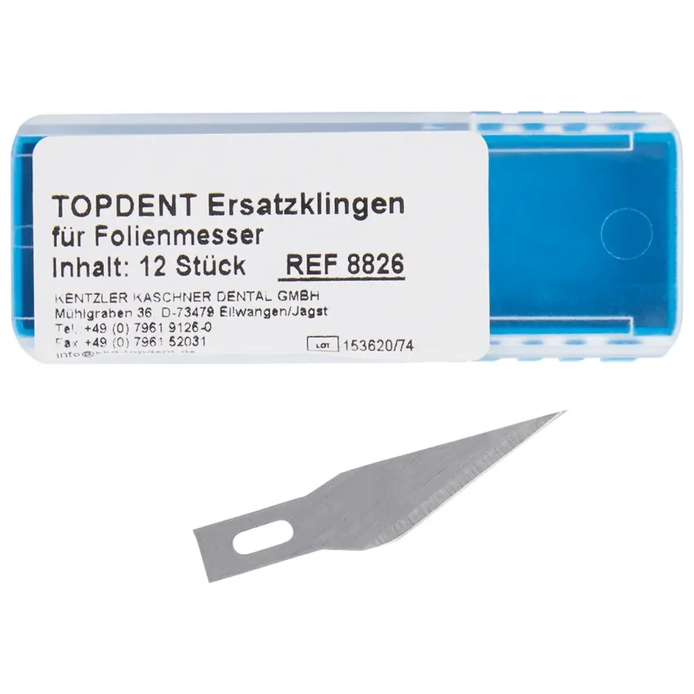 Kentzler-Kaschner Ersatzklingen für TOPDENT Folienmesser - Packung 12 Stück 08826