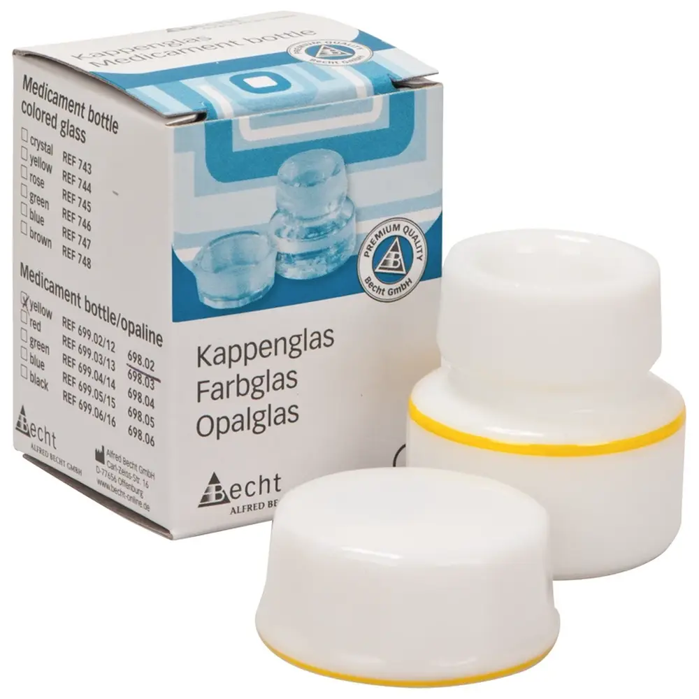 Becht Kappengläser aus Simplex-Opalglas - Stück mit gelbem Ring