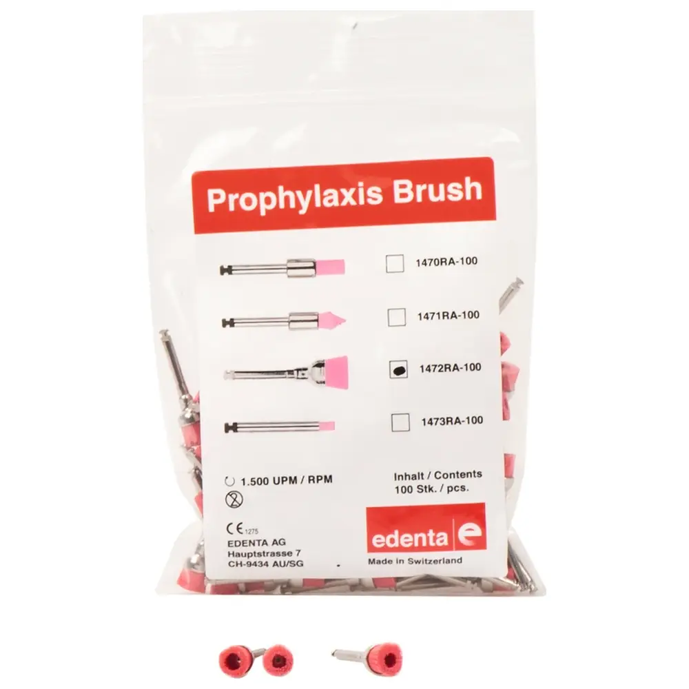 Edenta Prophylaxe Bürste - Packung 100 Stück rosa, ISO 060, RA